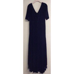 Adrianna Papell Womens Velvet Maxi Formal Evening Dress Gown Blue Holiday